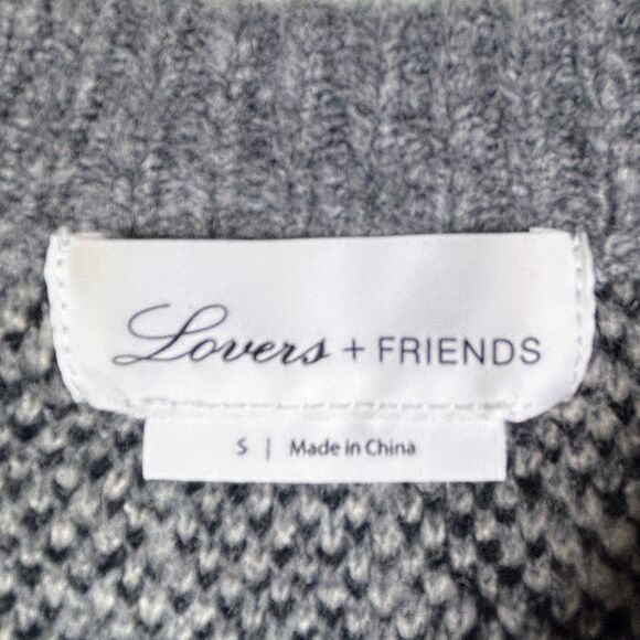 Lovers + Friends Speak Up Sweater Dress Charcoal Gray Leopard Knit Long Sleeve S - Picture 11 of 13